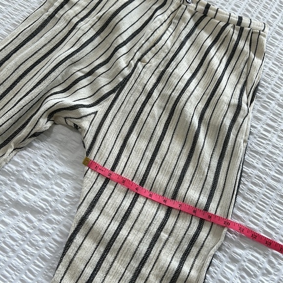 Zara TRF Womens Cotton Pants Cream Black Striped High Waisted Trousers Sz S New - Picture 17 of 17